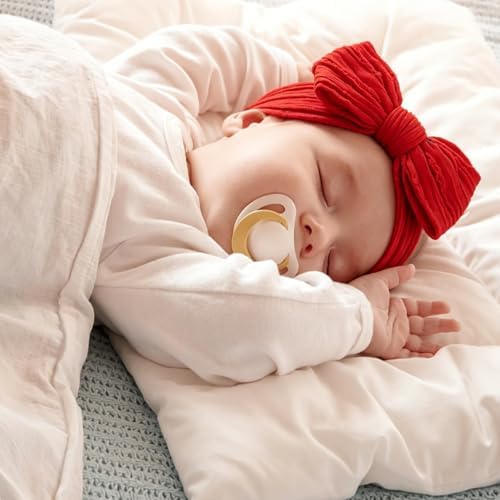 Baby Bows Headbands Red White Blue Soft Nylon Elastic Hairbands Handmade Hair Accessories for Newborn Infant Toddler Girls (3 red white blue, Large) - Image 6