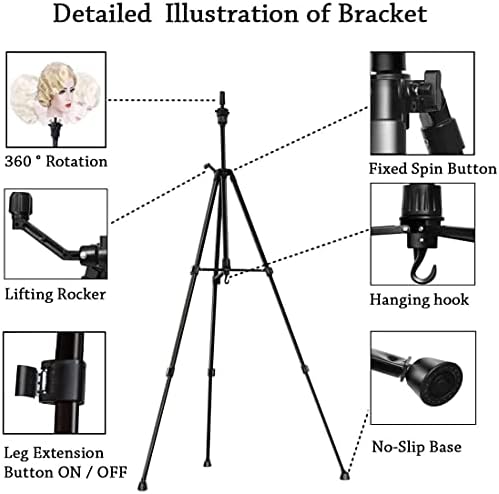 DANSEE Wig Stand Tripod, Metal Mannequin Head Stand Adjustable (24 - 64 inch) - Image 4