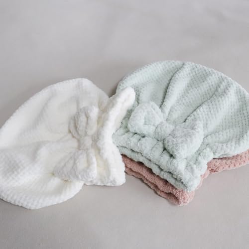 Jseng 3PC Microfiber Hair Towel Caps, Extreme Soft & Ultra Absorbent, Fast Drying Hair Drying Caps Towel Turban Wrap for Wet Hair Women - Image 5