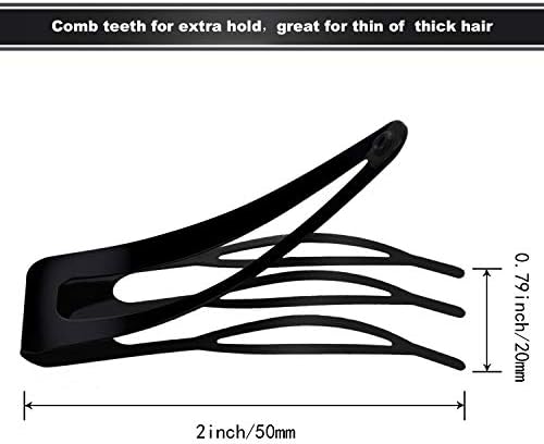 Chinco Black 24 Pcs Double Grip Hair Metal Snap Clips,2 Inch - Image 3
