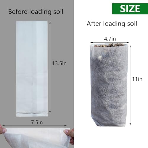 Belit 50 Pcs 13.5" H Deep Nursery Grow Bags, Non-Woven Plants Pots Container for Starting Deep Rooted Plants Vegetable, Flower, Seedling Tree (7.5"x13.5") - Image 2