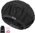 Flaxseed Deep Conditioning Heat Cap - Boloye Cordless 100% Safe Microwave Hot Cap for Natural Curly Textured Hair Care, Drying, Styling, Curling, Universal size (10 PCS One-time shower cap) (Black) by Boloye