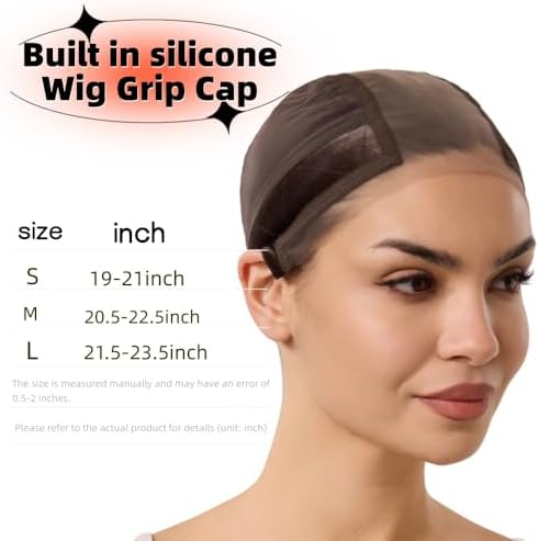 Built in silicone Wig Cap with Grip Band for Keeping Wigs in Place, More Full Cap-wide Transparent Lace for Lace Front Wigs (Brown, S) - Image 4