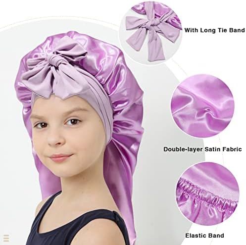 AWAYTR Kids Bonnets for Girls - Satin Long Hair Braid Bonnet for Sleeping - Image 5