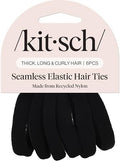 Kitsch Elastic Hair Ties No Damage | Stretchable Hair Bands - Black, 6pcs by Kitsch