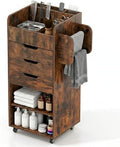 Mobile Hair Salon Storage Cart with Lockable Wheels, 3 Drawers, Divided Top Storage & Side Hanging Rack, Rolling Beauty Trolley for Hair Stylist Hairdresser (Style B) by Unknown