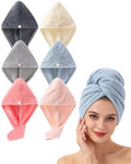 Microfiber Hair Towel Wrap with Button for Women 6 Pack 25x65cm (6 Colors) by Lumimi