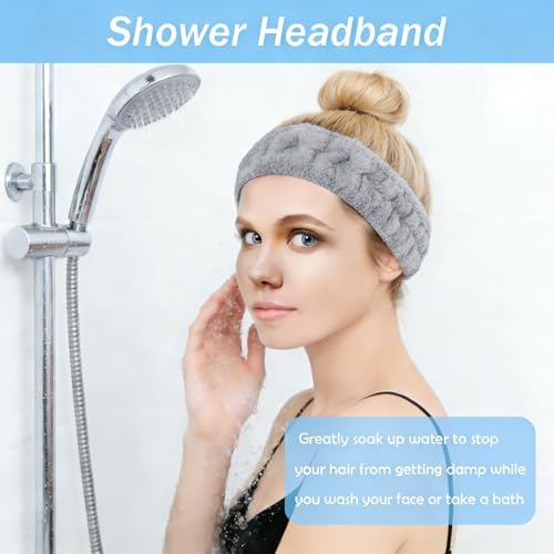 3 Pack Microfiber Towel Headbands for Women & Girls, Soft Facial Hair band for Washing Face, Makeup, Spa & Skincare, Elastic Adjustable Fash Wash Headbands - Image 4