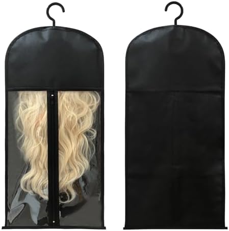 Jonley 4Pcs Wig Storage Wig Bags Storage with Hanger, Wig Storage Bag with Hair Extensions Wigs and Accessories, Breathable and Easy to Carry Home Hair Salon Travel Available (Black 23.5in) - Image 6