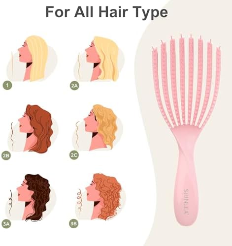 SHINLEA Detangler Brush for Curly Hair, Wet Dry Detangling Hair Brush for Thick Thin Wavy Hair, Gentle Detangle Hairbrush Reduces Breakage for Women Men Kids (Pink and Blue) - Image 3