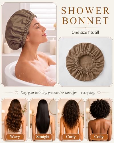 Edoneery Shower Caps for Women Reusable Waterproof, Shower Hair Cap - Image 5
