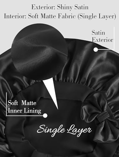 Heatless Curl Satin Bonnet for Sleeping, No Slip Sleep Bonnet with Long Curling Ribbons for Braids & Long Hair - Image 4