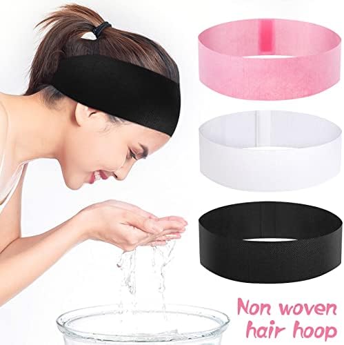 Pimoys 30 Count Disposable Headbands for Facials, Women's Skincare, Makeup, Bath, Sport, White, Black, Pink - Image 6