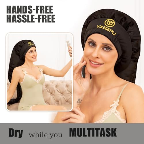 Bonnet Hair Dryer, Hooded Hair Dryer Attachment, Dryer Hooded Diffuser Cap for Curly,Speeds Up Drying Time, Safety Deep Conditioning At Home(Black) - Image 3