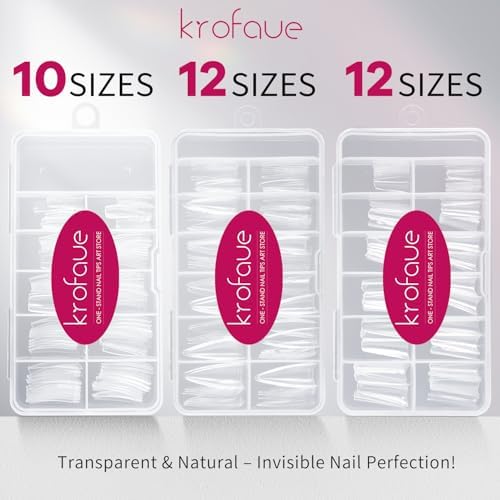 Krofaue 340PCS False Nail Tips Kit, Clear French Coffin Stiletto - Image 4