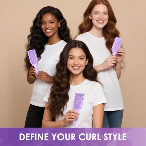 Curl Defining & Detangling Brush – Dual-Vented Curly Hair Brush for Wet & Dry Hair with Flexible Bristles – Reduces Frizz & Smooths Knots – For All Hair Types & Users (Pink) - Image 7