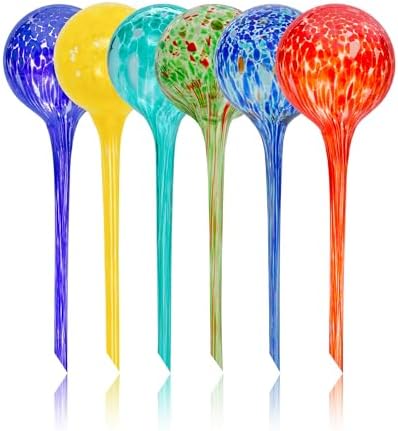 Iridescent Self Watering Globes, Glass Rainbow Plant Watering Globes, Self Watering Planter Insert, Automatic Plant Waterer Indoor (Large-6 Pcs Multi-Color) by Plankkers