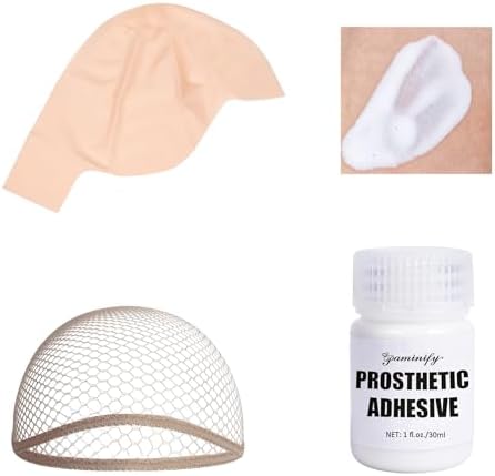 Medium Latex Bald Cap SFX Makeup Kit,Bald Wig Cap with Skin Water-Based Skin Adhesive (Bonding Skin Glue) for Women & Kids,Perfect for Halloween Costumes, Cosplay, and Theater by PaminifyBeautyMakeup
