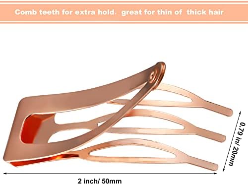 Chinco Rose Gold 24 Pcs Double Grip Hair Metal Snap Clips,2 Inch - Image 2