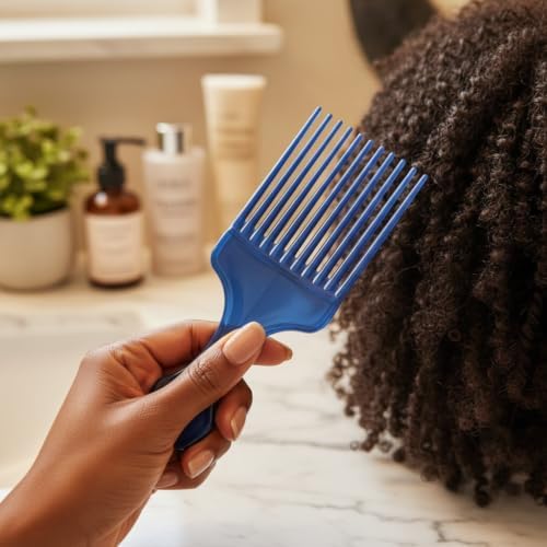 1Pc Blue Salon-Style Hair Pick and Barber Comb - Pick Comb for Curly Hair and Parting Care for Thick Quality Barber Supplies, Styling Tools and Appliances - Image 3