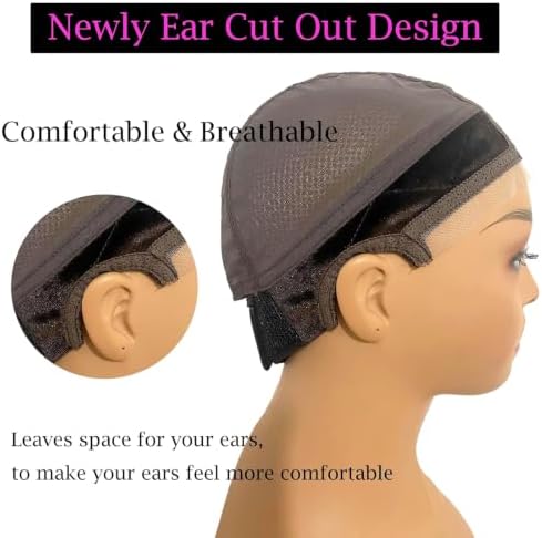 Lace Wig Grip Cap for Glueless Wig 4x5 Transparent Lace Reusable Wig Caps, Wig Grip Band for Lace Front Wigs to Keep Wigs in Place, Adjustable Wig Cap with Grip Band Non Slip Cap for Women (Brown) - Image 4
