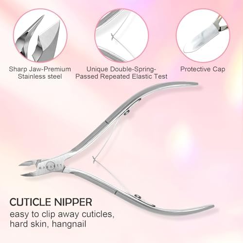 Makartt 3-Pack Silver Cuticle Nipper Set, Pusher & Nail Trimmer - Image 2