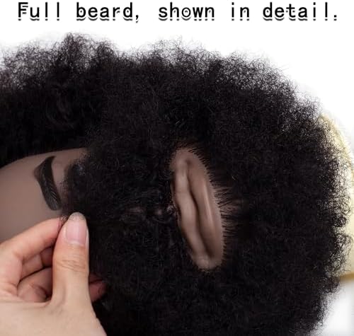 6"Afro Male Mannequin Head with Beard 100% Human Hair Curly Hair 4A Type for Hairdresser Training Head Cosmetology Afro Hair Manikin Head for Practice Styling Cornrow Braiding with Clamp Stand - Image 6