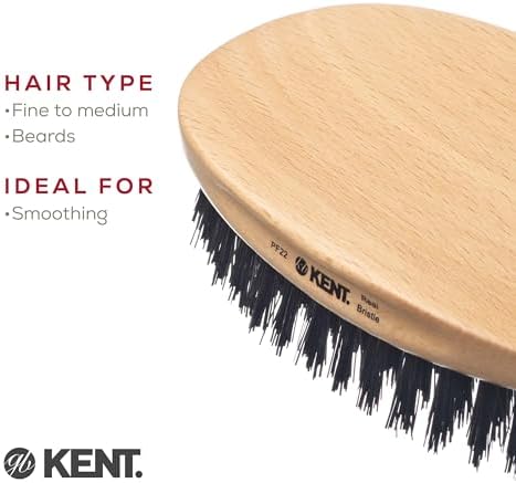 Kent PF22 Oval Black Military Brush - Boar and Nylon Bristle Mix for Men's Grooming, 360 Wave, and Facial Care. Made in England - Image 6