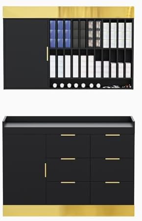 OmySalon Salon Staion Barber Color Bar, Hair Color Organizer Rack, Salon Hair Color Cabinet with Drawers & Adjustable Shelves, Wall Mounted Tube Storage Station for Salon Display, Black by OmySalon