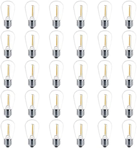 Meconard 30 Pack S14 LED Outdoor String Light Replacement Bulbs, Warm White by Meconard