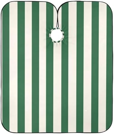 ALAZA White Green Stripes Barber Cape for Men Women, Waterproof Haircut Apron Beard Shaving Bib Hair Cutting Cloth 55 x 65 Inch by ALAZA