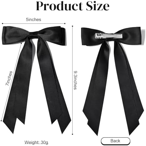 2PCS Hair Bows Hair Clip Beige Black Hair Ribbon Ponytail Holder Accessories Slides Metal Clips Hair Bow for Women Girls Toddlers Teens Kids - Image 3