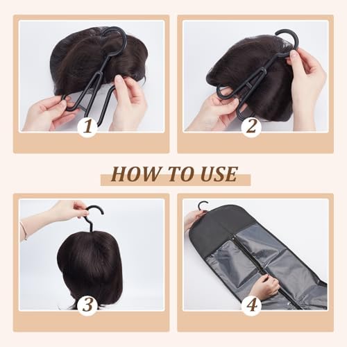 AHANDMAKER 12Pcs Hair Extension Holder Wig Storage Bags with Hanger for Multiple Wigs Dust Proof Hanger for Home Travel Hair Salon Hair Extensions, Accessories, Black, 31.49 Inch - Image 3