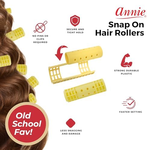 Annie Snap-On Magnetic Rollers 3/4 Inch Yellow 12 Pack - Medium Hair Curlers for Curls & Waves - Durable, Reusable & Easy to Use on Dry or Damp Hair - Secure Fit for All Hair Types - Image 3