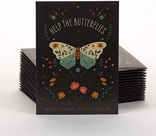 Bentley Pollinator Wildflower Mix, 25 Non-GMO Non-Coated Packets for Garden Planting, Help Butterflies and Pollinators, Beautiful Gift by OfficialBentleySeedProducts