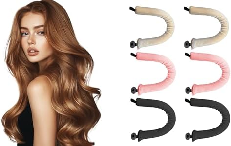 6 Pcs Velvet Heatless Hair Curler Non-slip Jumbo Flexi Rods Overnight Curls by kanuoc