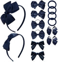 phnydreg Girl Navy Hair Bow Accessories 14 Pieces Uniform Hair Bows Hair Clips Headband for School Toddler Girls by phnydreg