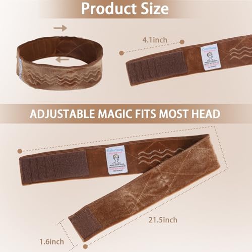 Wig Grip Band Flexible Velvet Scarf Headband Wig Comfort Non-Slip Adjustable Fasten Wig Bands with Wavy Silicone (Tan) - Image 3