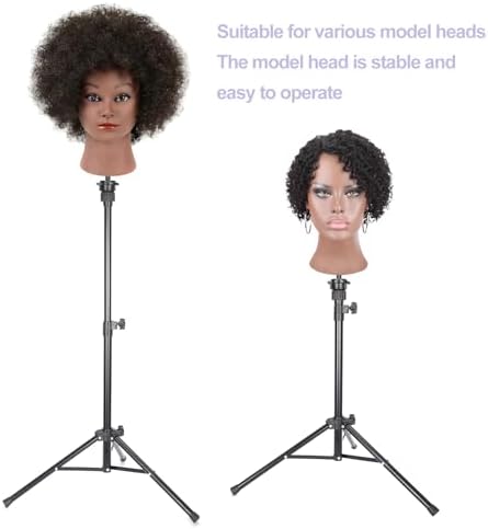 Mannequin Head Stand, Adjustable Wig Head Stand, Reinforced Metal Mannequin Head Stand Wig Stand Tripod for Cosmetology Hairdressing Training (black, 48inch) - Image 5
