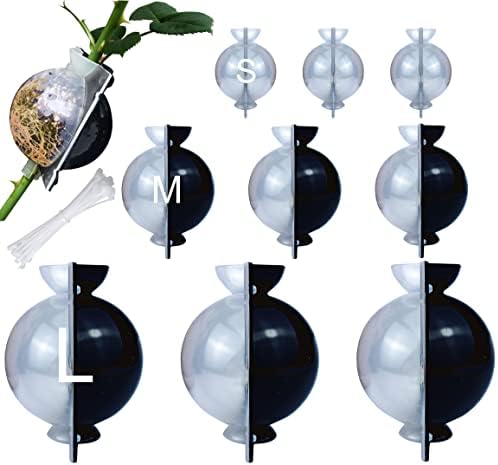 MIIIM 9 PCS Air Layering Propagation Kit, Reusable Half Clear Grafting Ball, Air Layering Pods Clear, Plant Rooting Ball for Fast Propagation (S+M+L) by MIIIM