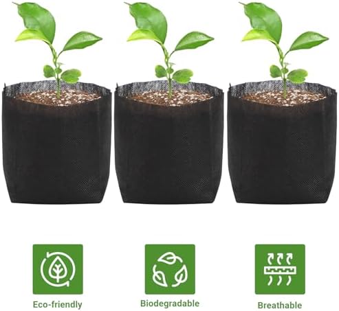 GREANER Plant Grow Bags 6.7x5.7 Inch, Non-Woven Biodegradable Plant Grow Bags for Planting, Fabric Seedling Starter Bags for Vegetable, Flower, Fruit, Saplings Tree, Home Garden Supply - Image 3