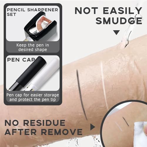Noerrors Barber Pencil for Lineup Magic Hairline Enhancement Beard Guide Shaping Pencils for Design Razor Trace Black White Barber Chalk Pencils Set with Sharpener Ruler Brush for Men - Image 6