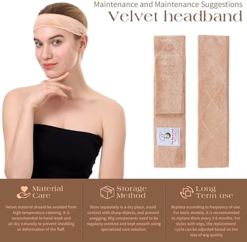 Beige Wig Grip Band 2 Pack, Non-Slip Velvet Strap, No Glue Needed - Image 2