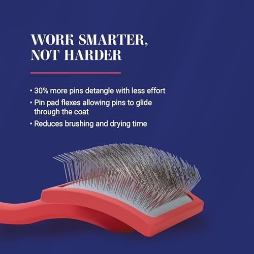 Chris Christensen Big G Dog Slicker Brush, Groom Like a Professional, Fluff Detangle Style, Saves Time Energy, Made in Germany, Coral, Medium - Image 3