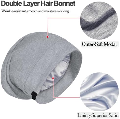 Satin Bonnets for Sleeping Adjustable Silk Lined Bonnet Sleep Cap Hair Wrap - Image 6