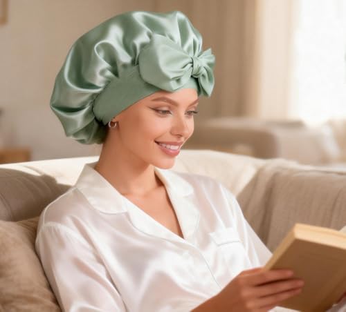 2Pcs Womens Silk Satin Bonnet For Sleeping Hair Bonnets Adjustable Soft Band Silky Sleep Cap Hairs Wrap For Women - Image 5
