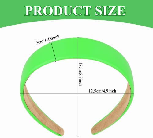 Green Headband 1 Inch Faux PU Leather Hairband for Women and Girls - Image 2