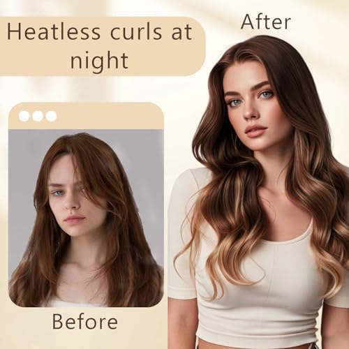 Curling Tie New Hair Curlers to Sleep in, Heatless Curls Overnight Headband, Soft Ribbon Wrap for Long Hair, Perfect Natural Curls Bouncy Curls Hairstyle Hair Suitable for All Hairs Types(Brown) - Image 3