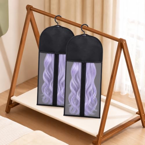 6-Pack Hair Extension Holder - Wig Storage Bags with Hanger for Multiple Wigs, Dust-proof, Ideal for Hair Extensions & Accessories - Image 5