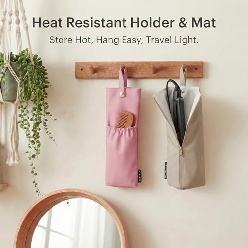 2PCS 2-in-1 Hot Tool Mat & Holder, Heat Resistant Curling Iron Holder, Portable Flat Iron Storage Organizer with Hanging Loop & Accessory Pocket for Bathroom, Vanity, Travel - Image 7